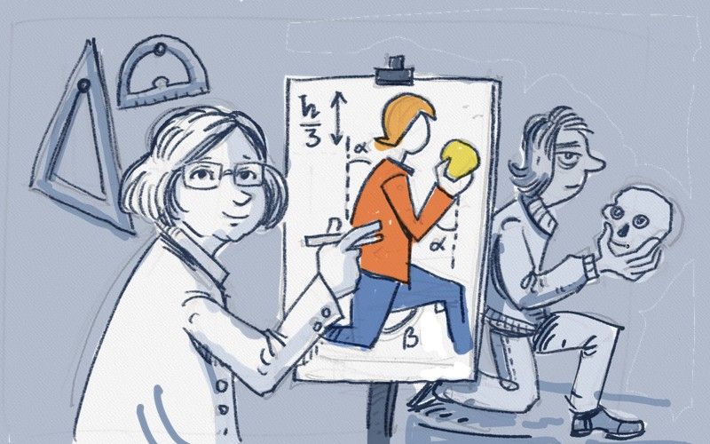 une personne dessine une autre personne